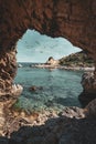 Rhodes island greece cave outsÃÅ¸de view Royalty Free Stock Photo